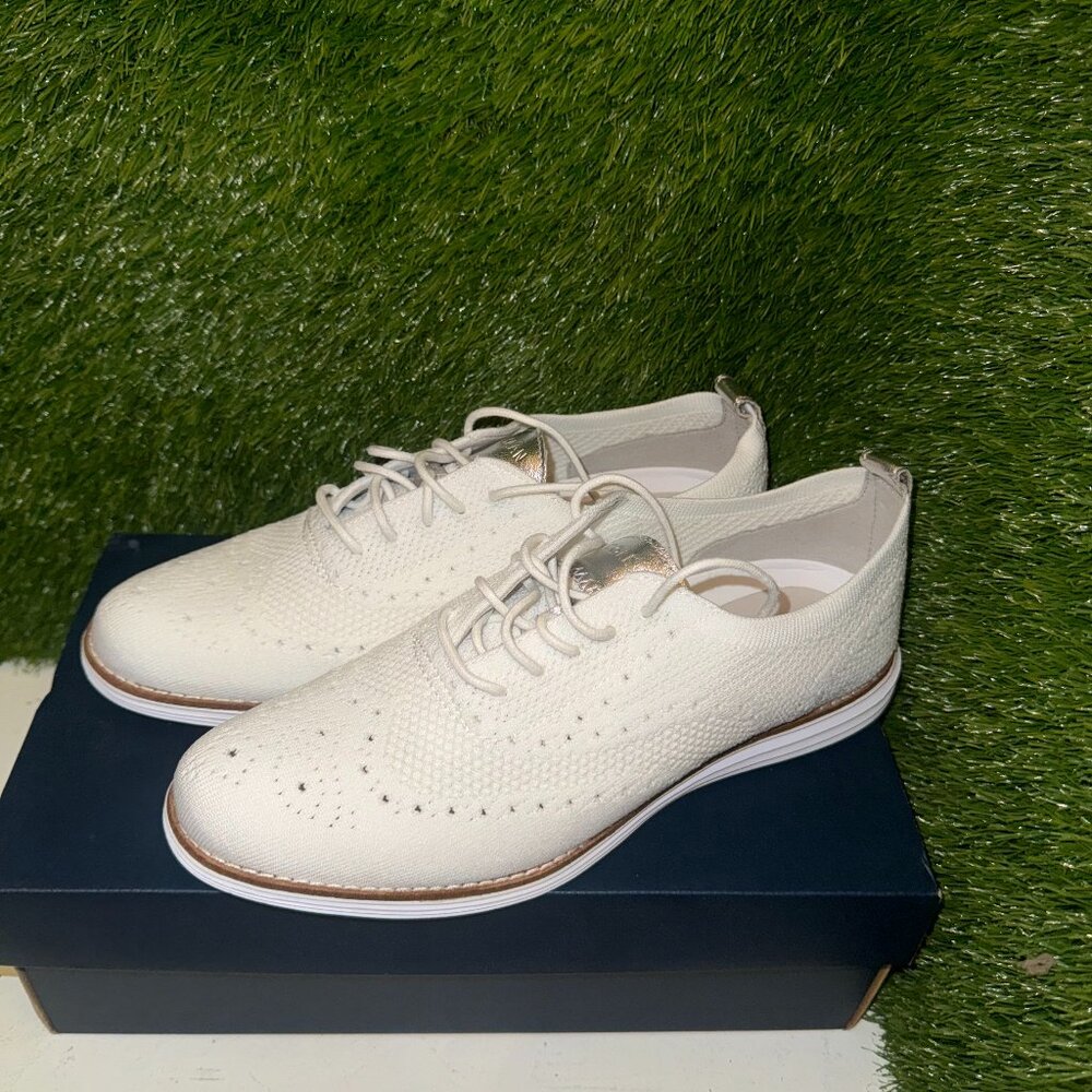 Cole Haan-White ØriginalGrand Stitch Knit Wingtip Oxfords